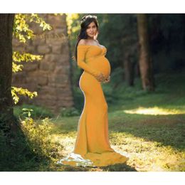 Sexy Shoulderless Maternity For Photo Shoot Maxi Gown Off Shoulder Women Pregnant Photography Props Long Pregnancy Dress
