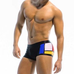 Men's Swimwear Man Swimwear Low Rise Boxer Briefs Swim Trunk Swimsuit Sport Beach Shorts Bikini Underwear Male Surfing Pants Underpants Y240517