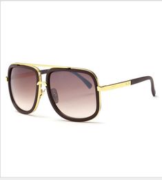 WholeFashion Mens Sunglasses Flat Top Lens Sun Glasses For Men Square Gold Male Sunglass Driving Big Metal Man2867134