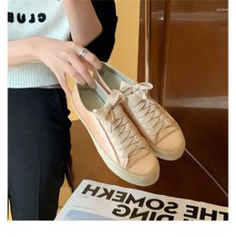 Casual Shoes Leisure Soncise Women Sneakeras Canvas Round Toe Flat With Lightweight Shallow Trainers Lace-Up Super Trendy Tenis Female