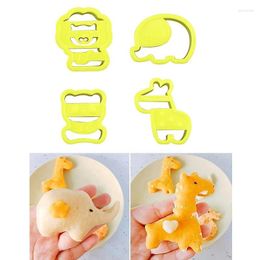 Baking Moulds 4Pcs/set Cute Cookie Cutters Plastic 3D Cartoon Pressable Biscuit Mold Stamp Kitchen Pastry Bakeware Tools