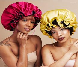 Women Big Size Beauty Print Satin Silk Bonnet Extra Large Lined Sleep Cap Head Cover Adjustable Hat BeanieSkull Caps Eger226465683