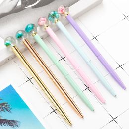 fashion design metal twist pen creative decorative dry flower ball point pen ins mild pastel Colours cute pretty pen for girl LL