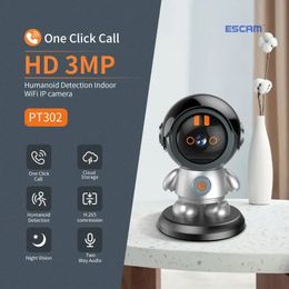 2024 ESCAM PT302 One click call Pan/Tilt Humanoid Detection Cloud Storage H.265 WiFi IP Camera with Two Way Audio Night Vision- for ESCAM PT302 smart home security