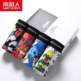 Underpants Men's Cotton Printed Four Gift Box Underwear Breathable And Comfortable Pants Boxer Briefs Mens Boxers Cartoon