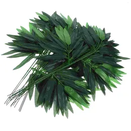 Decorative Flowers 50pcs Leaves Artificial Green Stem Plants Branch Greenery Spray For Wedding Decoration Home Office El