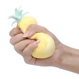 10PCS Decompression Toy Funny Decompression Vent Pineapple Squeeze Ball Gift Squishy Squeeze Stress Reliever Fidget Sensory Toys Simulation Fruit Food