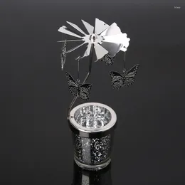 Candle Holders Romantic Candlestick Rotating Spinning Tea Light Holder Home Dinner Wedding Bar Party Decoration Christmas Gifts