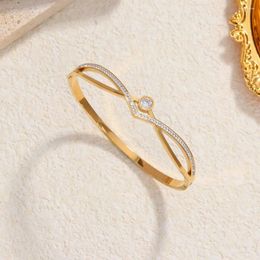 Bangle Vintage Rhinestone Cross Shape Bangles Zircon Bracelets For Women Gold Color Geometric Crystal Jewelry