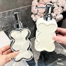 Liquid Soap Dispenser Ceramic Press Bottle Solid Colour Lotion Body Wash Shampoo Conditioner Bathroom Supplies