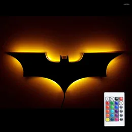 Wall Lamps Creative 3D Bat Lamp RGB LED Bedside Gaming Room Bar Decorative Light With Remote Control For Bedroom Living Porch