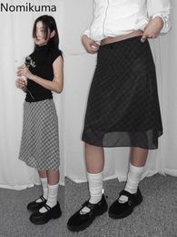 Skirts 2024 Faldas Mujer De Moda Vintage For Women High Waist A-line Summer Jupe Korean Fashion Casual Saia Gauze Plaid Skirt