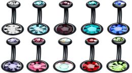 Mixed60pc New Stainless Steel belly button ring Navel Rings Crystal Rhinestone Body Piercing bars Jewlery for women039s bikini 6990530