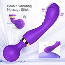 Magic Wand 20 Speeds Powerful Dildos Vibrator Dual Motor Large GSpot AV Massager Clitoris Stimulator for Female Adults Sex Toys 240507