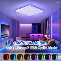 Ceiling Lights RGB Square Bluetooth LED Panel Light For Living Room Brightness Dimmable AC110-265V With Remote Control Lamp