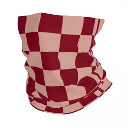 Scarves Checkerboard Plaid Red And Pink Bandana Neck Gaiter Printed Balaclavas Mask Scarf Headband Outdoor Sports Unisex Adult Windproof