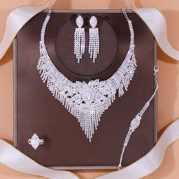 Wedding Jewellery Sets Stonefans Luxury Indian Bridal Set Womens Accessories Fashion Tassel Rhinestone Necklace Earring