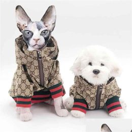 Dog Apparel Luxury Esigner Letters Printed Fashion Cowboy Denim Hoodies Cats Dogs Animals Jackets Outdoor Casual Sports Pets Coats Clo Dhk9Z