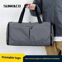New dry and wet separation travel independent shoe compartment, fitness large capacity waterproof luggage bag, printable