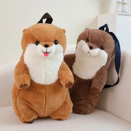 Simulated Otter Backpack Plush Toy Soft Fill Cartoon Doll Lutera Animal Toy Children and Girls Creative Gift 240513