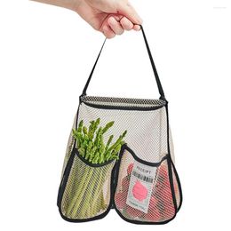 Storage Bags Fruit Vegetable Net Onion Mesh Bag With 2 Compartments Wall-mounted Scallion Ginger Garlic Grocery Kitchen