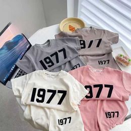 Clothing Sets Sports Casual Clothes Boys And Girls Half Sleeve Tshirt Simple Loose Short Pants Outdoor Wear Toddler Printing Trendy Two-piece Y240515