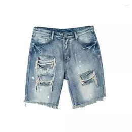 Men's Pants Korean Version Of The Summer Spray Paint Beggar Big Hole Do Old Fashion Jeans Shorts Personality Hip-hop High Street