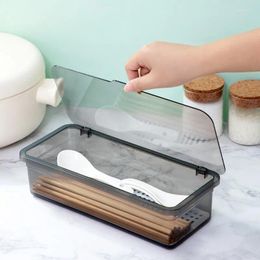 Kitchen Storage Minimalist Household Dust-proof Drain With Lid Chopsticks Tube Tabletop Tea Set Cup Box Home Organising Shelf