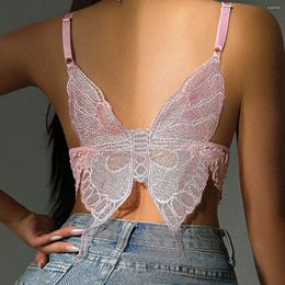 Bras Sets Sexy Bra Set V-neck Lace Butterfly Suspender Vest Strapless Style Slim Fit Underwear For Women Lingerie Senxual Thong