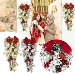 Decorative Flowers Glowing Christmas Stair Wreath The Cordless Prelit Stairway Trim Wreaths For Front Door Holiday Wall Baseball