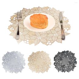 Table Mats Durable Dining Mat Elegant Floral Heat Resistant Placemat Set For Home Wedding Decoration Pvc Protection