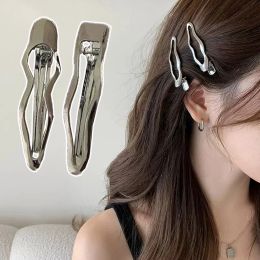 Metal Wave Barrettes Fashion Duckbill Clip Korean Style Bangs Clip Geometric Alloy Hairpin Girls Delicate Hair Accessories