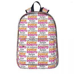 Backpack Life Happens... Dunkin Donuts Helps Boys Girls Bookbag Students School Bags Laptop Rucksack Shoulder Bag Large Capacity