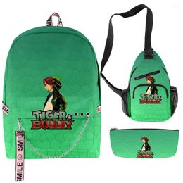 Backpack Hip Hop Funny TIGER & 3D Print 3pcs/Set School Bags Multifunction Travel Chest Bag Pencil Case