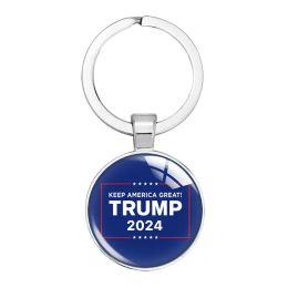 Trump 2024 Keychain Pendant Keyrign Save America Again Time Gem Keychains Christmas Gifts Key Chain ZZ