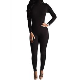Whole 2016 New Arrival Sexy Black Bodysuit Bodycon Rompers Womens Jumpsuit Slim Long Sleeve One Piece Playsuit Overalls Macac4876204