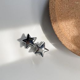 Stud Earrings Two Pieces Fashion Exquisite Star Pentagram Inlaid Zircon Copper Silver Colour Ear Buckle Woman Party Gift Daily Jewelr