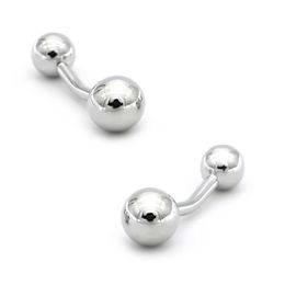 Cuff Links Mens double-sided ball design high-quality brass material silver cufflinks wholesale and retail