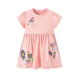 Girl's Dresses Jumping Metres Animal Embroidery Summer Princess Girl Dress Birthday Frog Childrens Clothing Cat Dress WX