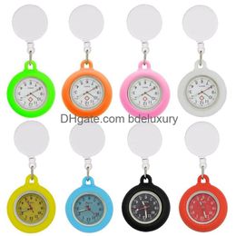 Other Fashion Accessories Simple Retractable Blank Colourf Badge Reel Nurse Doctor Pocket Watches For Hospital Medical Hang Clip Gift Othna