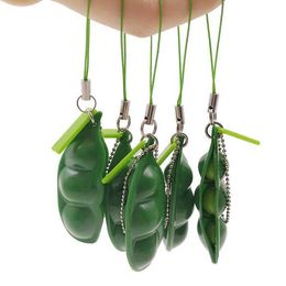 10PCS Decompression Toy 3pcs Fidget Toys Pack Portachiavi Decompression Edamame Toys Squishy Squeeze Peas Beans Keychain Stress Adult Toy Key chain