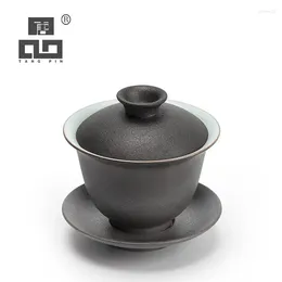 Teaware Sets TANGPIN Black Crockery Ceramic Gaiwan Porcelain Teacup Chinese Kkung Fu Tea Drinkware