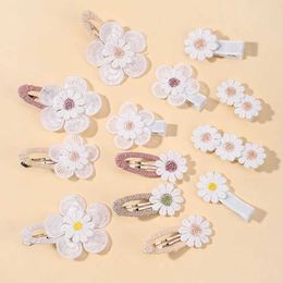 Hair Accessories 5/2/1/pcs Ins Chrysanthemum Hair Clip Baby Girl Childrens Hair Clip Lace White Bare Princess Baby Hair Accessories Whosa WX