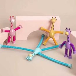 Decompression Toy Childrens suction cup toy popular tube anti pressure stretchable giraffe Fidget toy baby puzzle sensor pressure reducing toy gift WX
