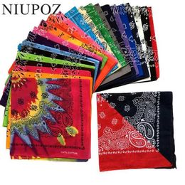 Bandanas Durag New Fashion Hip Hop 100% Cotton Bandana Square Scarf 55cm * 55cm Black Red Paisley Headband Printed for Women/Men/Boys/Girls J240516