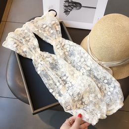 Summer Lace Sunscreen Sleeve for Women Mesh Thin Breathable Loose Sleeve Long Fingerless Gloves Arm Protection Cover