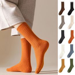 Women Socks Winter Wool Women's Medium Stockings Casual Cashmere Double Needle Thickened Ins Tidy Cotton Soft Comfortable And Warm