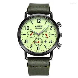 Wristwatches Men Original XI Brand Watches Students Fashion Leather Band Army Sports Date Quartz Watch Erkek Barato Saat Reloj Hombre 2024