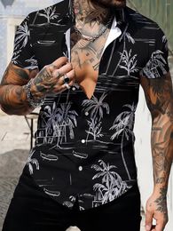 Men's Casual Shirts 3Ddigitalprinting Shirt Coconut Tree Clothing Plus Size Summer Fashionable And Comfortable Sleeved