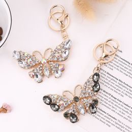 Butterfly Key Chains Women's Bag Charms Metal Sparkling Rhinestone Keychain Pendant Car Key Ring Purse Holder Jewellery Gifts Accessories